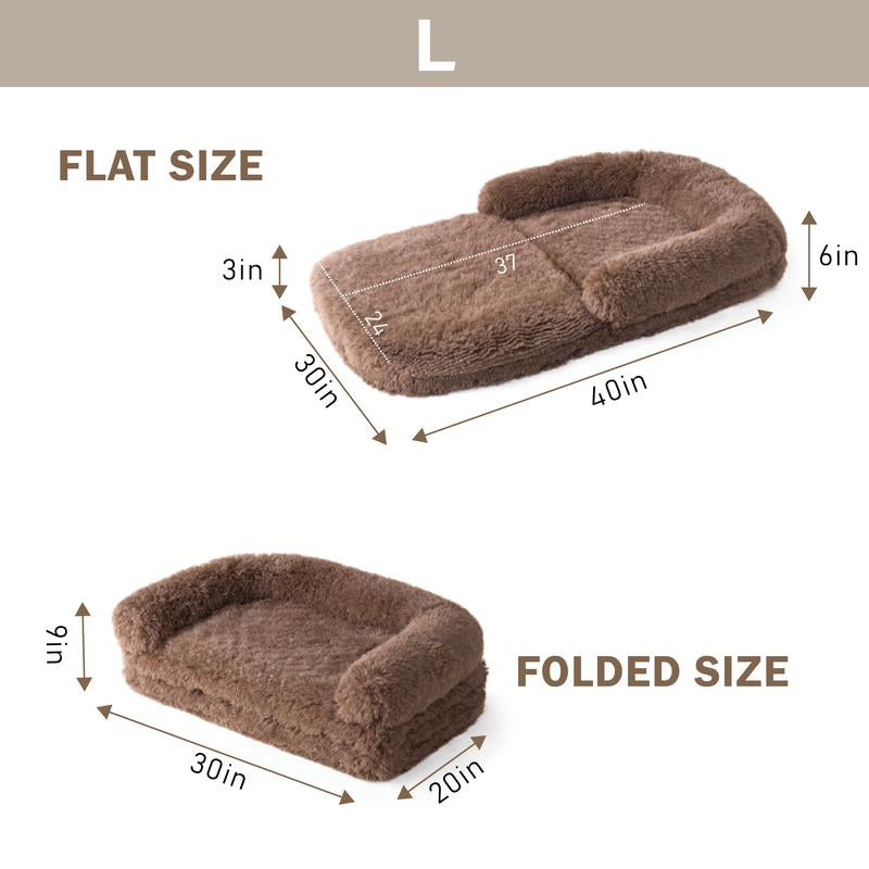 EHEYCIGA Foldable Human Dog Bed for Adult Orthopedic Memory Foam with Faux Fur Plush Cover & Waterproof Liner Includes Matching Blanket for Cozy Rest